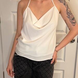 White Colina Cowl Neck Top